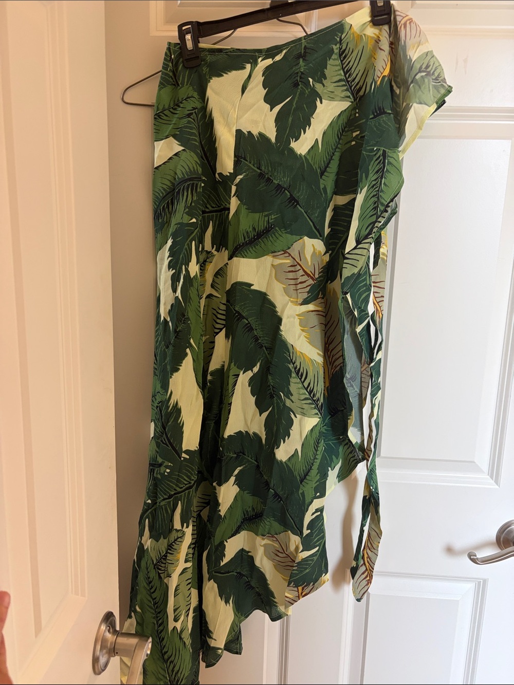 Beach Riot Green Palm-Leaf Asymmetrical Coverup